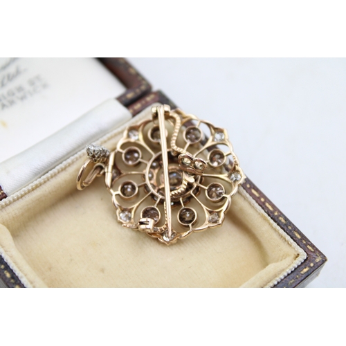 265 - An Art Nouveau diamond set metamorphic pendant brooch, with central diamond of approximately 4.5mm d... 