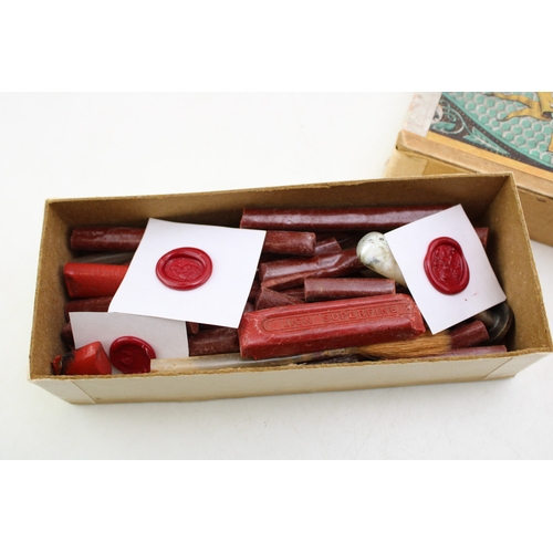 45 - A group of seals including an early bronze seal, possibly medieval, with stag's head impression, a v... 