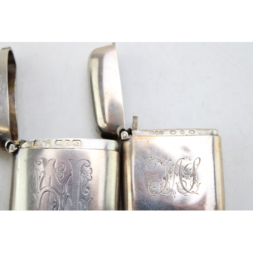 60 - A group of three late 19th century Victorian silver vesta cases,  of rectangular form, with polished... 