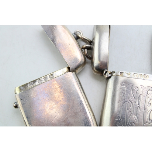 60 - A group of three late 19th century Victorian silver vesta cases,  of rectangular form, with polished... 