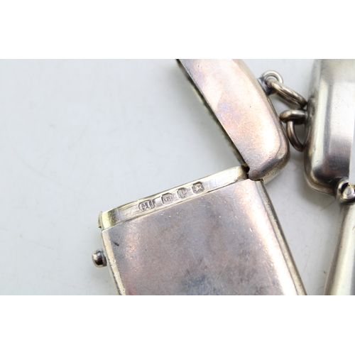 60 - A group of three late 19th century Victorian silver vesta cases,  of rectangular form, with polished... 