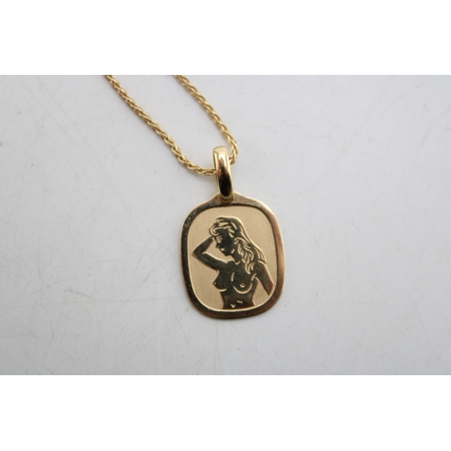 249A - An 18ct gold chain with an 18ct gold erotic pendant, 8.1g, chain 46cm long.