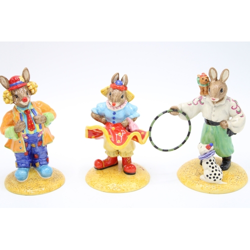 180 - Royal Doulton Bunnykins Clarence the Clown DB332, Clarissa the Clown DB331, Tino the Trixstar DB333 ... 