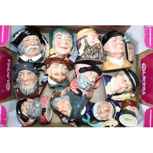 184 - Small Royal Doulton character jugs to include Fortune Teller, W G Grace, Pickwick and others (12).