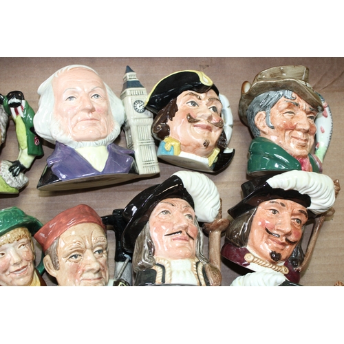 185 - Small Royal Doulton character jugs to include Walrus and the Carpenter, Pied Piper, Churchill and ot... 