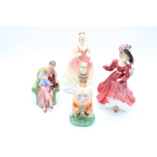 195 - Boxed Royal Doulton figures to include When I Was Young, Patricia, Humpty Dumpty and Sarah (4).