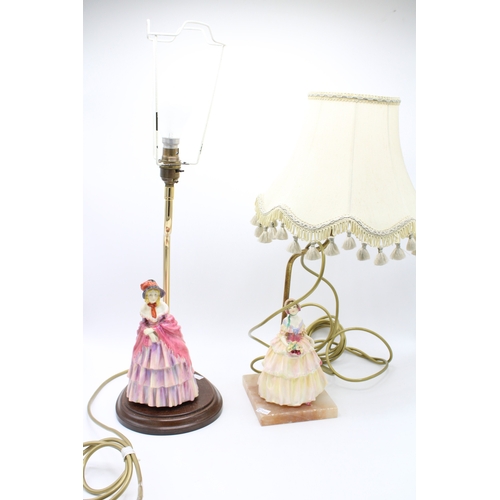 198 - Royal Doulton lamp bases Victorian Lady HN727 and Irene HN1621, collection only.