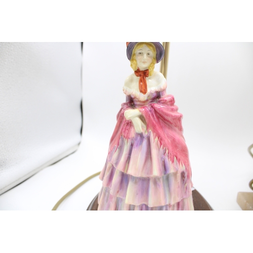 198 - Royal Doulton lamp bases Victorian Lady HN727 and Irene HN1621, collection only.