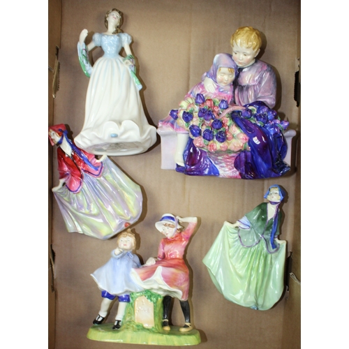 201 - Royal Doulton figures Milestone HN3297, Sweet Anne HN1453 and HN1331, Flower of Scotland HN4240,  Fl... 