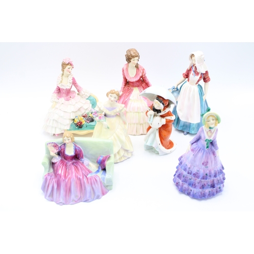 216 - Royal Doulton figures to include Charmian HN1568, Pauline HN1444, Bridesmaid HN2148, Jersey Milkmaid... 