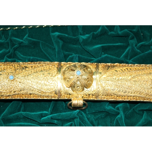 294 - Saudi Arabian Shamshir sword in presentation case, 100cm long.