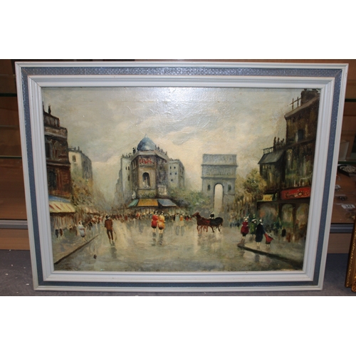 300 - A Mid Century Oil Painting of a Paris Street Scene