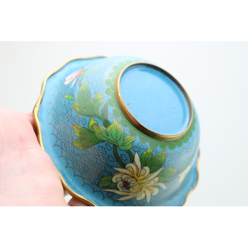 510 - A collection of c20th Chinese Cloisonne pieces including  a large bowl with two small bowls, a lidde... 