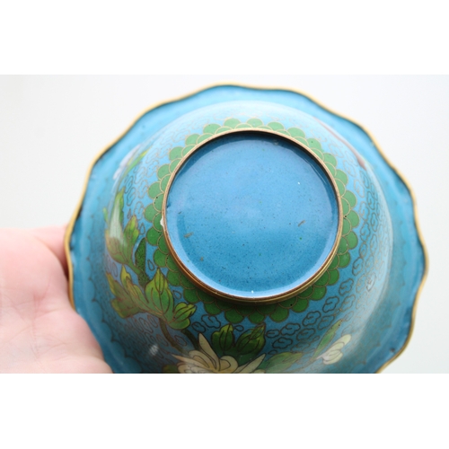 510 - A collection of c20th Chinese Cloisonne pieces including  a large bowl with two small bowls, a lidde... 