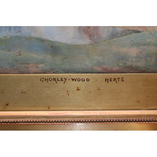 519 - c19th Victorian Watercolour Painting of a Rustic Country Scene of Chorley Wood Hertfordshire