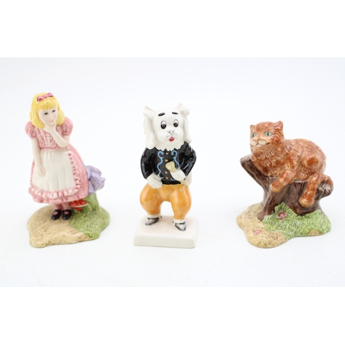 107 - Beswick Alice in Wonderland figures Alice LC2 and the Cheshire Cat LC3 with Pong Ping (3).