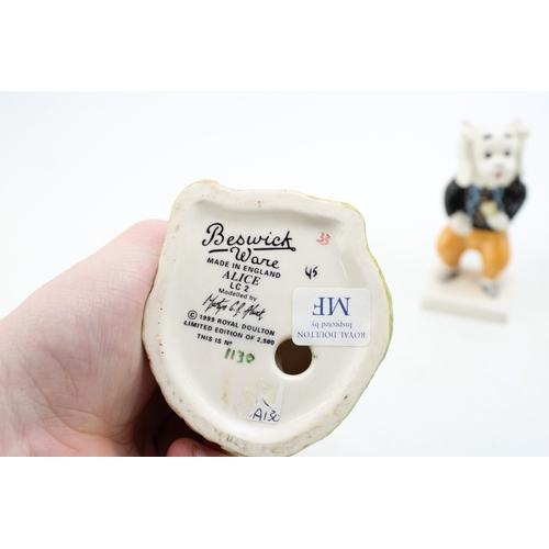 107 - Beswick Alice in Wonderland figures Alice LC2 and the Cheshire Cat LC3 with Pong Ping (3).