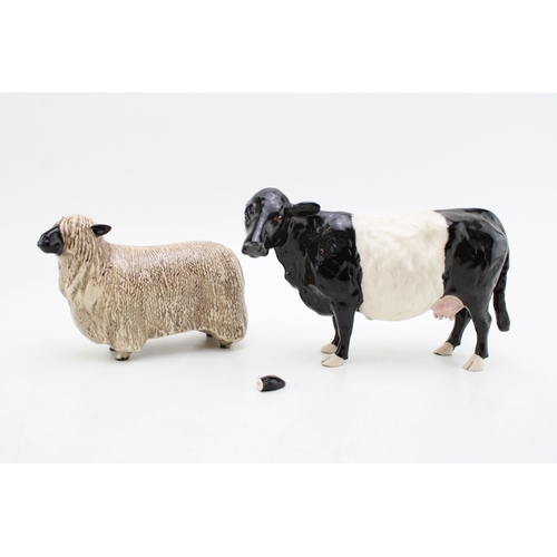 108 - Beswick Wensleydale Sheep with a Belted Galloway Cow (2 - ear af).