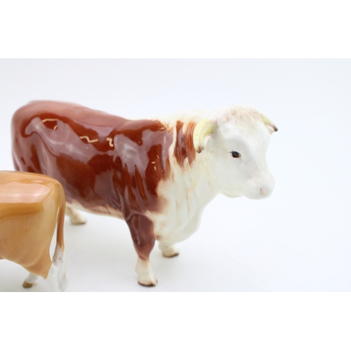 139 - Beswick to include an early Hereford Bull 949 with a Guernsey Bull (2).