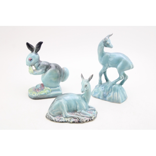Beswick blue glazed standing deer 696, deer seated 721 together with ...