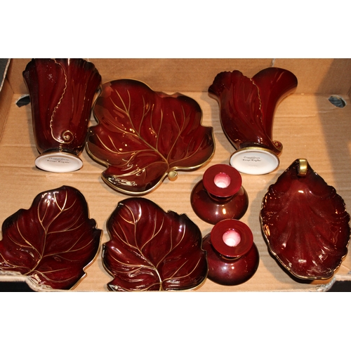 166 - A collection of Carlton Ware 'Rouge Royale' ceramics to include, pair of candlesticks, vases and oth... 
