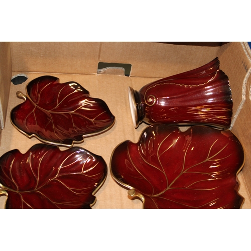 166 - A collection of Carlton Ware 'Rouge Royale' ceramics to include, pair of candlesticks, vases and oth... 