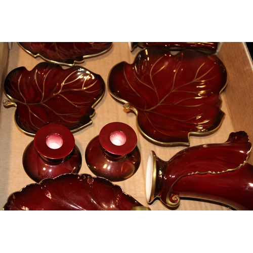 166 - A collection of Carlton Ware 'Rouge Royale' ceramics to include, pair of candlesticks, vases and oth... 