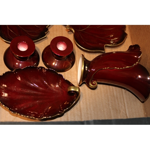 166 - A collection of Carlton Ware 'Rouge Royale' ceramics to include, pair of candlesticks, vases and oth... 
