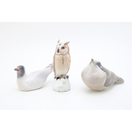 180 - Royal Copenhagen figures of a starling 3270, a black headed gull 1468 (af) and a B&G owl 1800 (3).