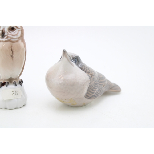 180 - Royal Copenhagen figures of a starling 3270, a black headed gull 1468 (af) and a B&G owl 1800 (3).
