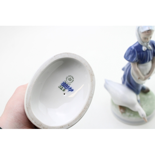 186 - Royal Copenhagaen figure of a girl with a goose 527 and one similar, 528, tallest 23cm tall.