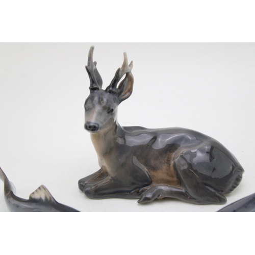195 - Royal Copenhagen animals to include a stag 756, a trout 2676 and a B&G trout 2169 (3).