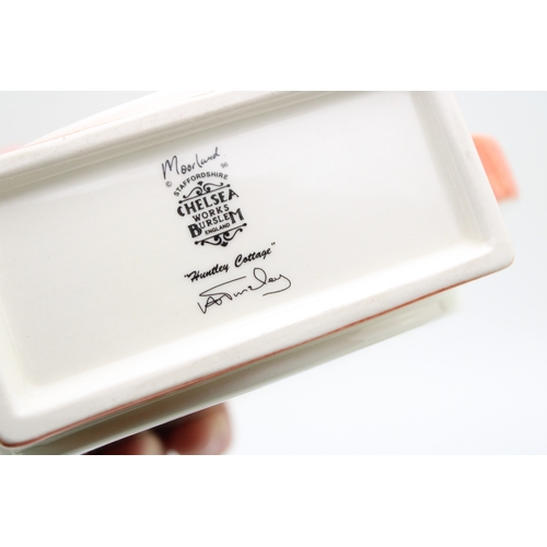 207 - Moorland Pottery Art Deco inspired tea set in the Huntley Cottage pattern, to include a teapot, a li... 