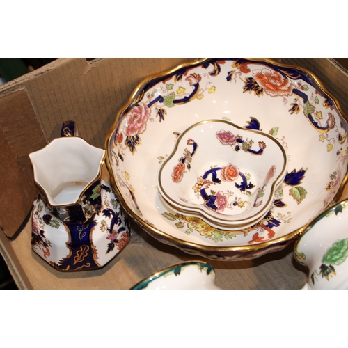 209 - A pair of large Mason's Chartreuse two handled vases, 30cm tall, together with a pair of Blue Mandal... 