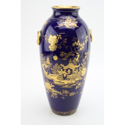 222 - Cauldon pottery vase, decorated with traditional oriental scenes, 27.5cm tall.
