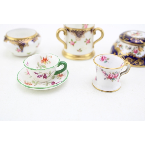 224 - A Collection of 5 miniatures - 3 x Crown Staffordshire - a Tyg, Lidded Pot and Bowl, a Hammersley Cu... 