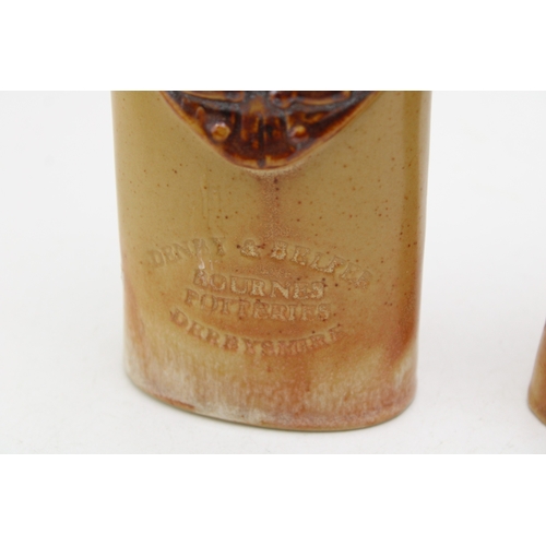 228 - Two Denby & Belper Bourne Potteries Derbyshire flasks to include 'Success to Reform' and Queen Alexa... 