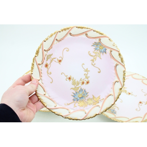 231 - Set of three plates, unknown maker but probably Limoges, pattern number 1356, 23.5cm diameter, (3).