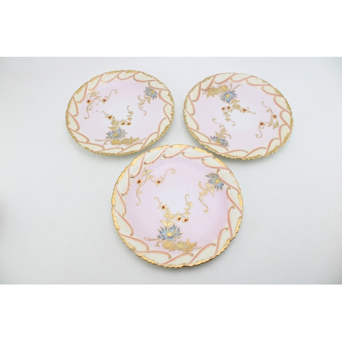 231 - Set of three plates, unknown maker but probably Limoges, pattern number 1356, 23.5cm diameter, (3).