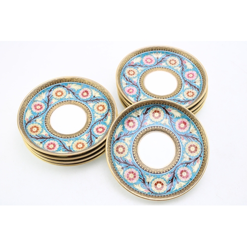 233 - Nine rare Arts and Crafts Brown, Westhead and Moore saucers, pattern number c9677, circa 1870 - 1880... 