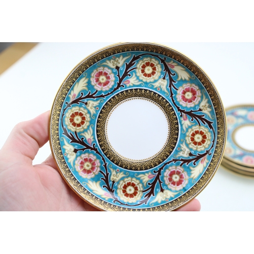 233 - Nine rare Arts and Crafts Brown, Westhead and Moore saucers, pattern number c9677, circa 1870 - 1880... 