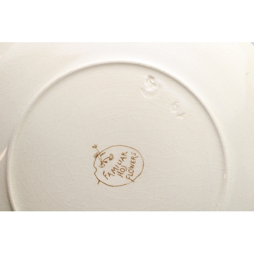 236 - George Jones comport and three plates, 'Familiar HOJ Flowers' signed on the back HOJ this was George... 