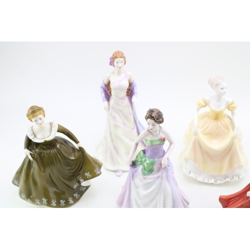 249 - Royal Doulton figures to include, Megan HN4821, Winter's Day HN4587, Heather HN2956, Take me Home HN... 