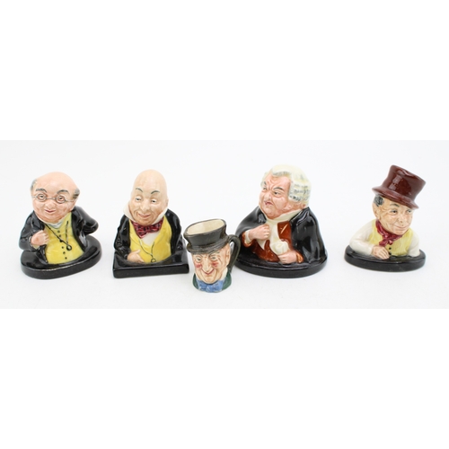 279 - Royal Doulton Dickens busts to include Micawber, Buzfuz, Pickwick and Sam Weller with tiny Micawber ... 
