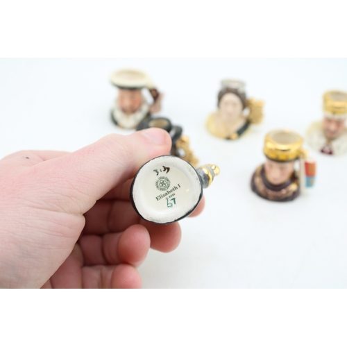 281 - The Set of Six Royal Doulton Tiny Character Jugs 'Kings and Queens of the Realm', 1994, including He... 