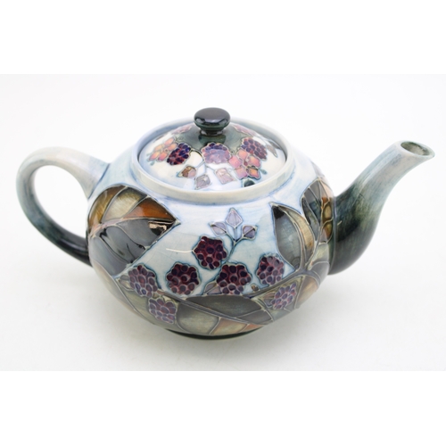 30 - Moorcroft teapot in the bramble pattern, 23cm wide.