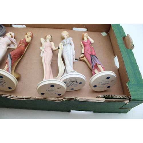 300 - Five Royal Doulton classic figures Stephanie CL3985 x  2, Celebration CL4011, Christina CL3991, Juli... 