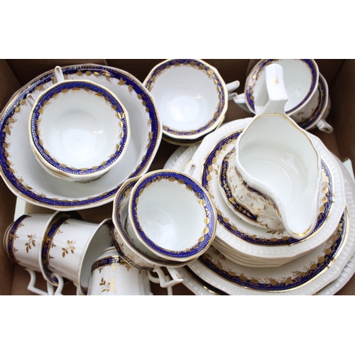 326 - c1820s English Cobalt Blue & Gold Flowers pattern with piecrust edge 669 Teaset