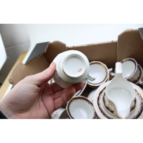 326 - c1820s English Cobalt Blue & Gold Flowers pattern with piecrust edge 669 Teaset