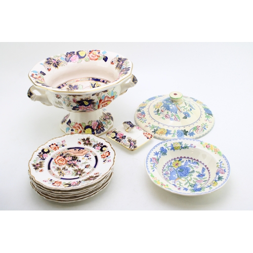 328 - Masons Peking Bowl in the Mandarin pattern - set of plates in the same pattern and two pieces of Mas... 